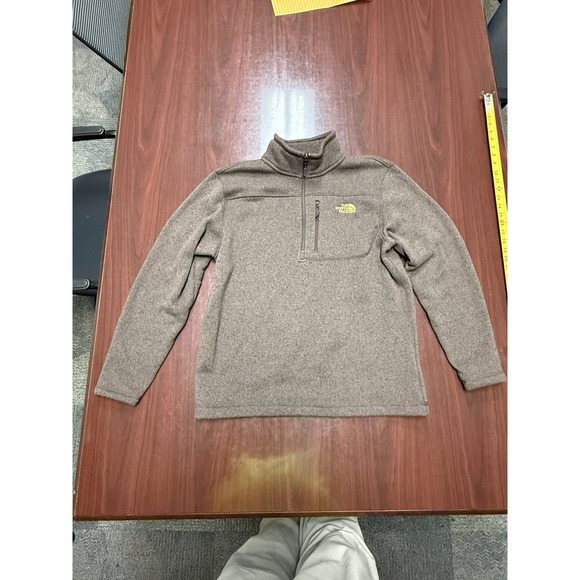 North Face Sweater Mens Large Quarter Zip Pullover Fleece HEATHERED BROW COZY - Picture 1 of 11